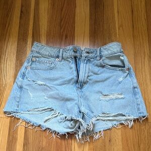 Garage Light Blue Distressed Jean Shorts